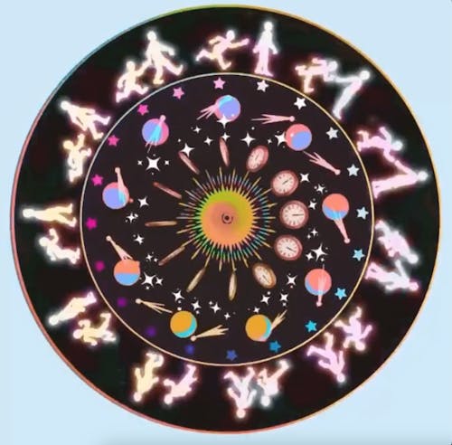 circular image in a zoetrope/Phenakistoscope style