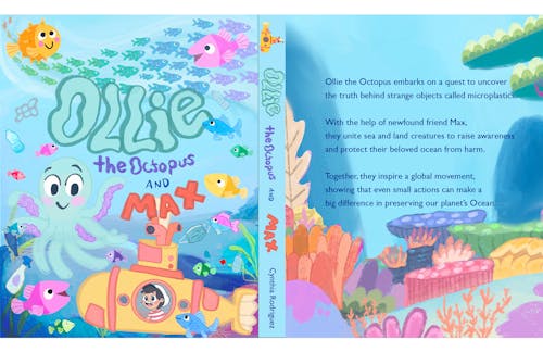 image of the front and back cover of a children's book about the harms of microplastics. 