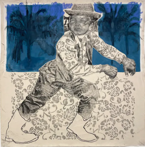 Dance Dance, 2025, Charcoal and Oil on Canvas, 72 x 72"