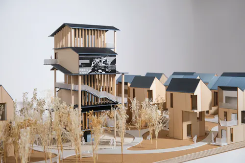 This project proposes a rapidly deployable temporary housing solution built from CLT panel structures, allowing for efficient prefabrication and on-site assembly. With a compact footprint at ground level, this housing typology makes the most of limited space while remaining highly adaptable for reuse across standard Los Angeles lots. The result is a scalable and resilient approach to post-disaster housing that can respond quickly and effectively to urgent needs.