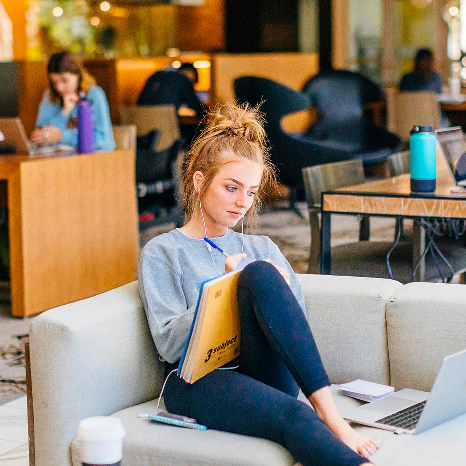 Student working on her laptop