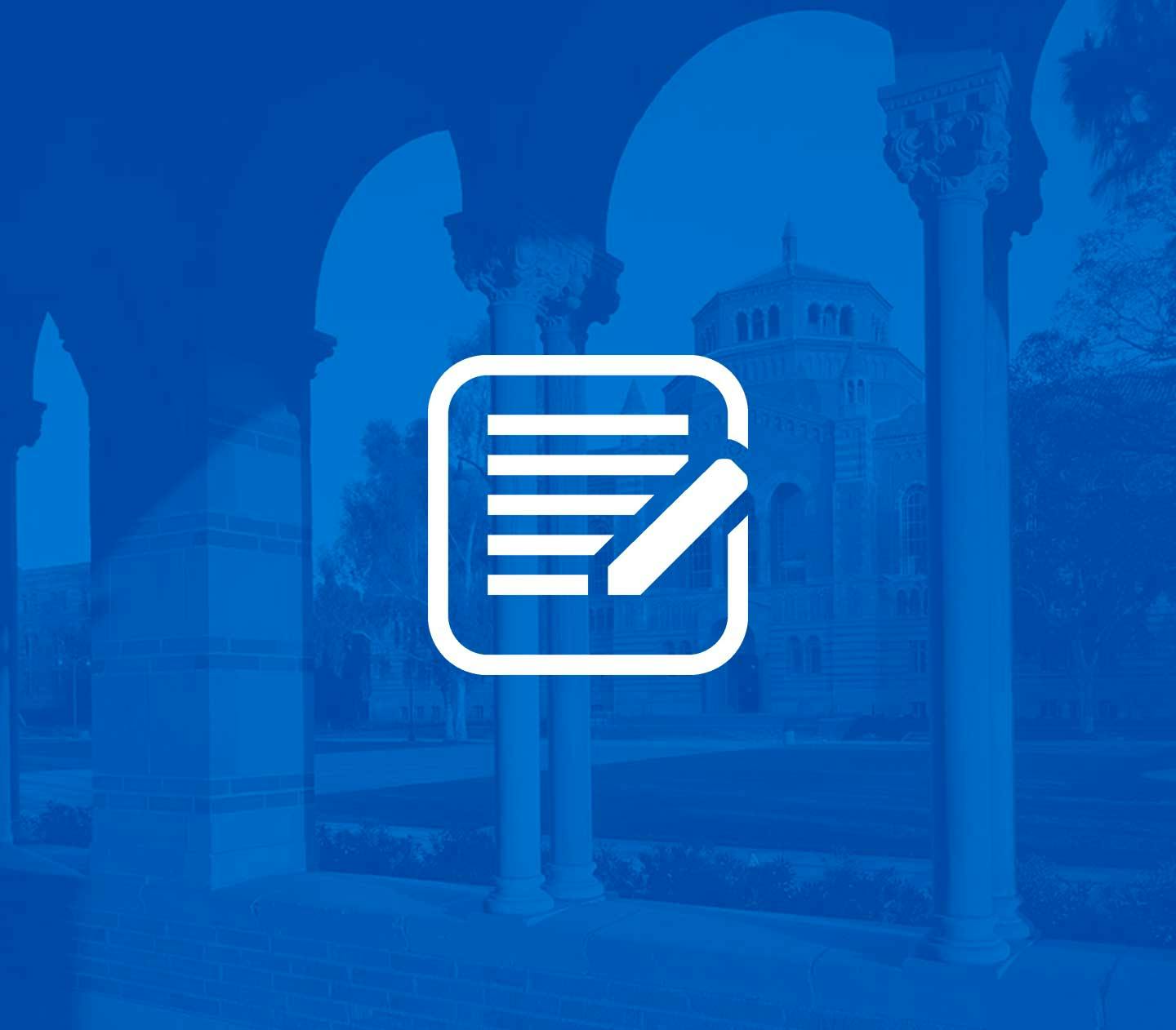 Blog icon and UCLA campus
