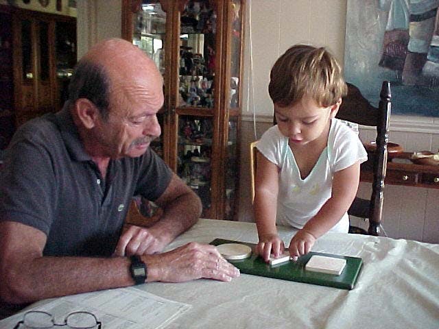 As an educational psychologist, Jack Share would track the cognitive development of his grandchildren, including Diego Share-Vargas (pictured here at age two), as well as have them try out new diagnostic tests.