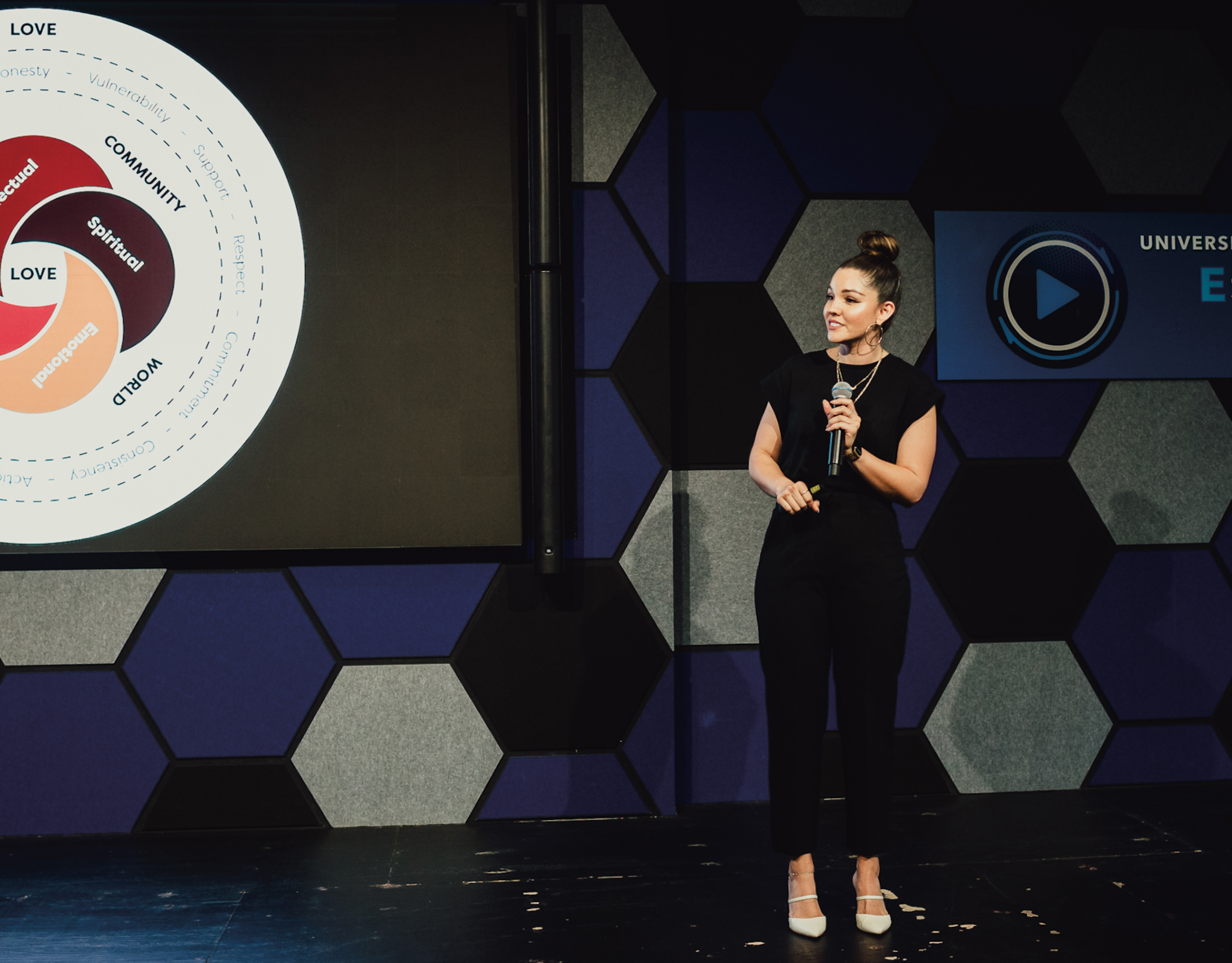 Sharim Hannegan-Martinez speaking on stage