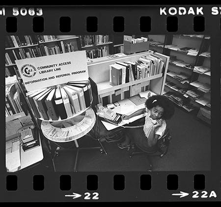 Black and white photo of community access library