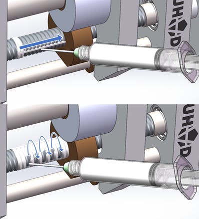 Leadscrew grease being applied by syringe