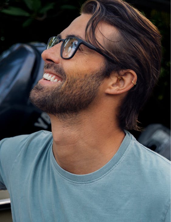 Man wearing ROKA eyeglasses.