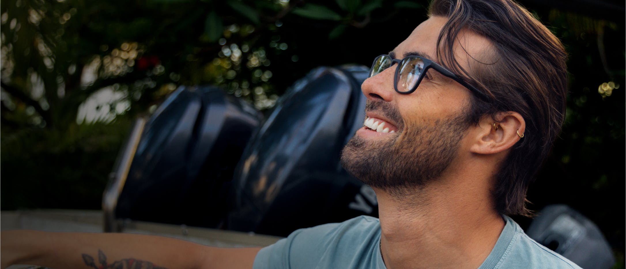 Man wearing ROKA eyeglasses.