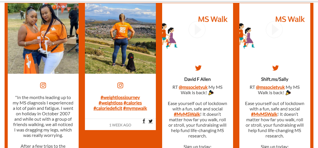 MS Walk social feed example
