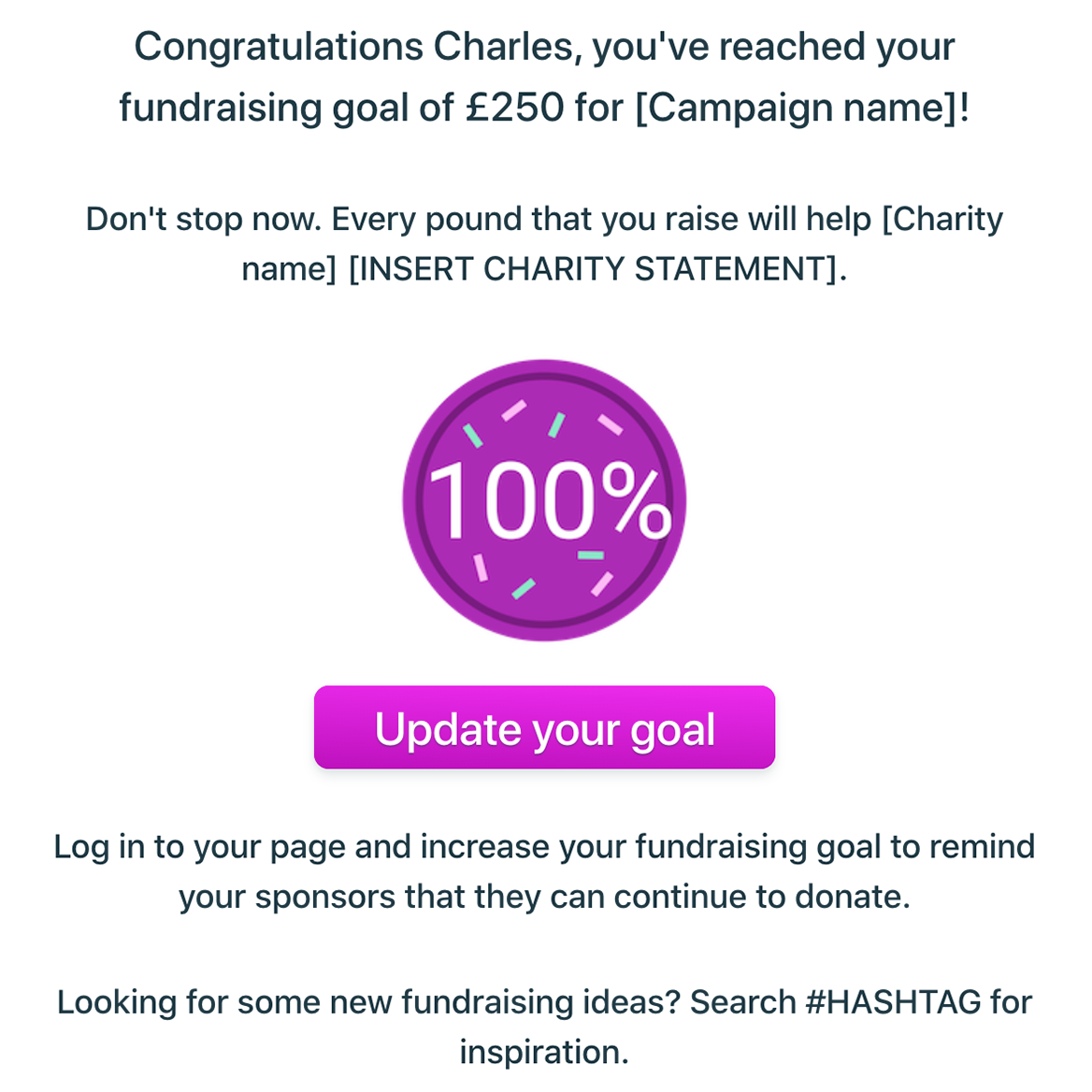 Preview: Recognise - 100% of fundraising goal