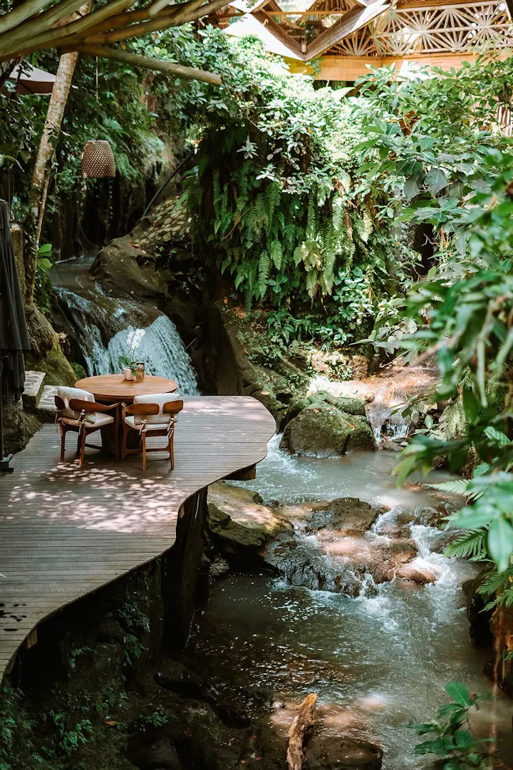 Ulaman's private waterfall and riverside dining nook