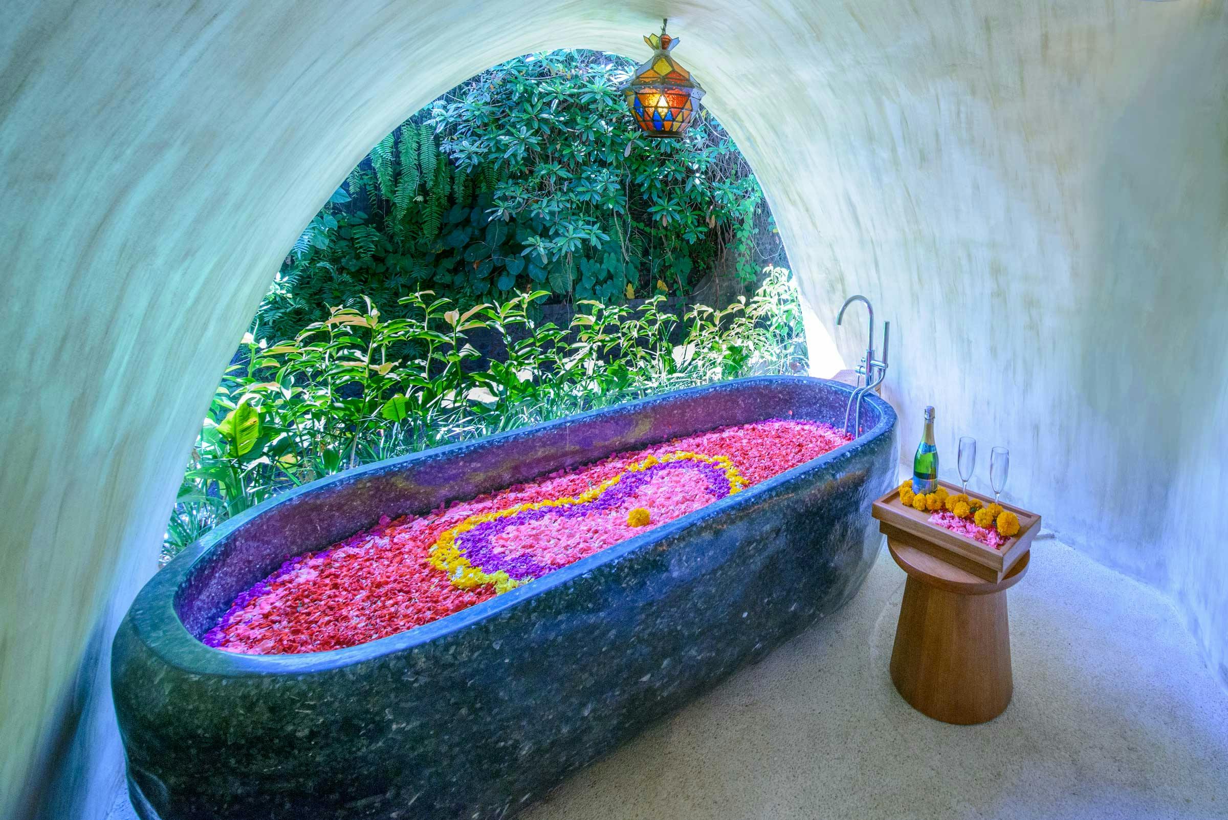 riverside spa spa tub with flowers