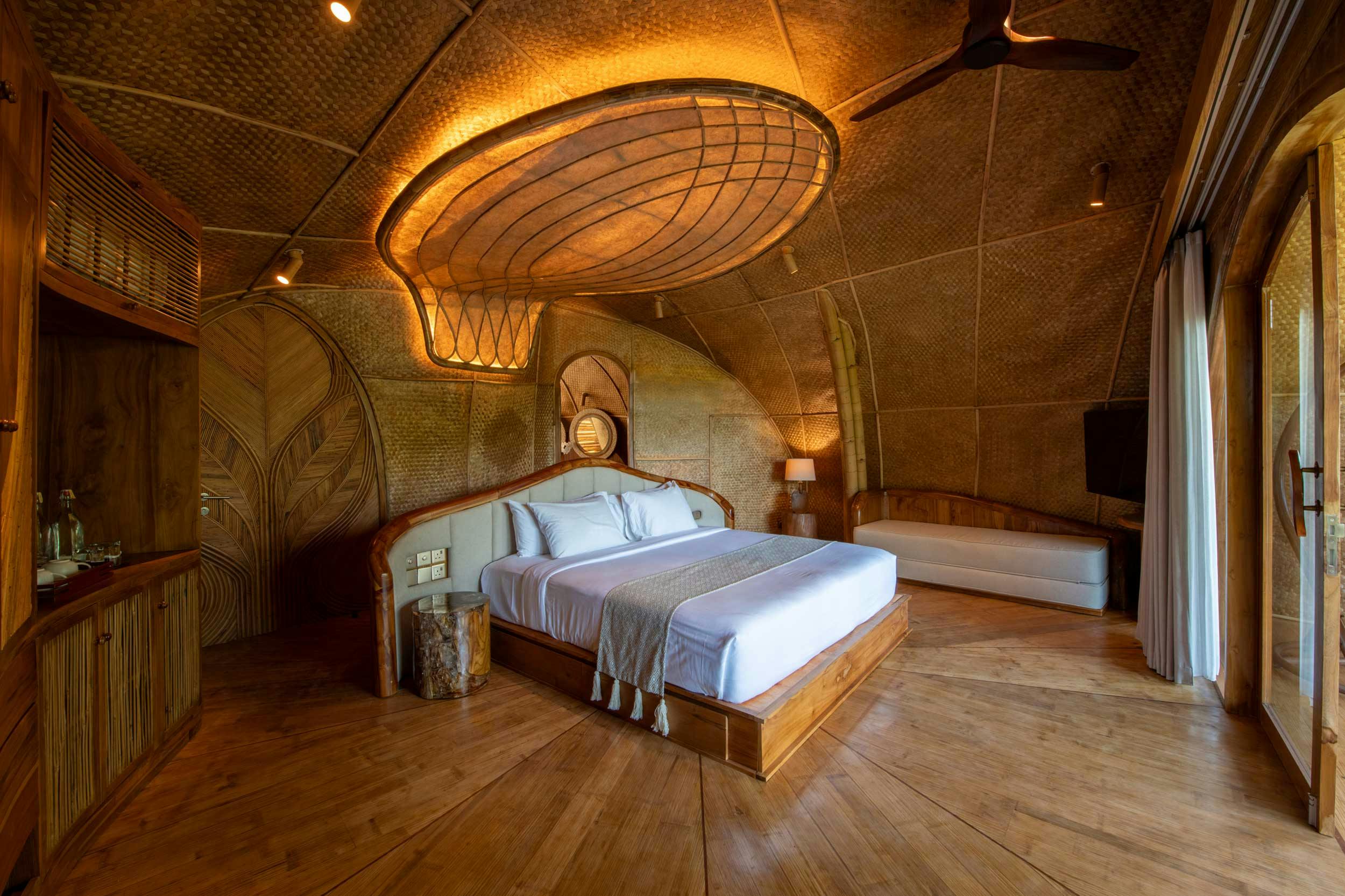 beautiful wooden villa bedroom
