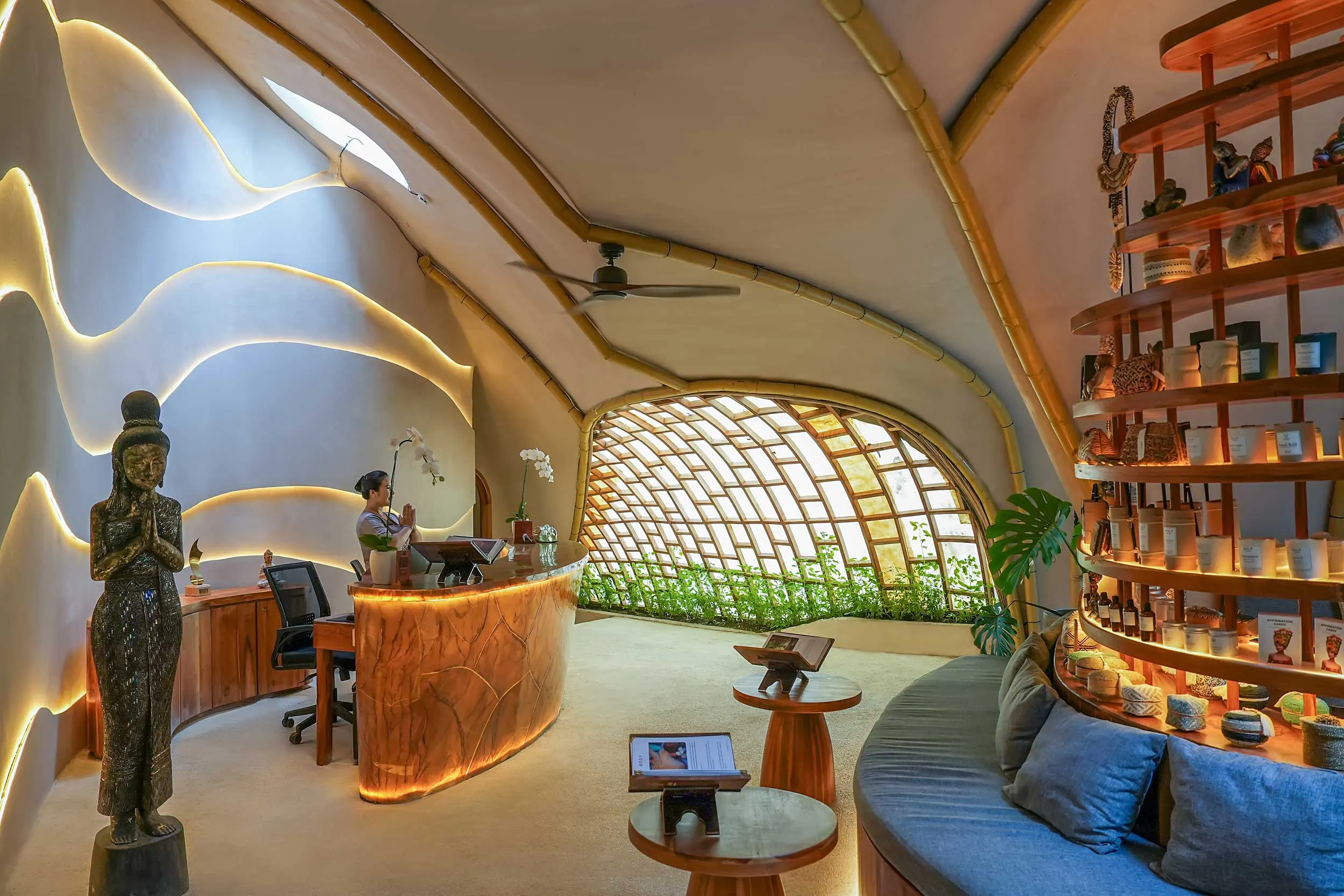 riverside spa reception in a luxurious eco resort