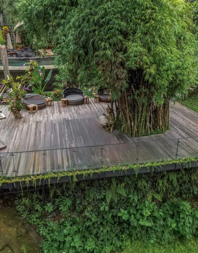 bamboo waterfalls deck