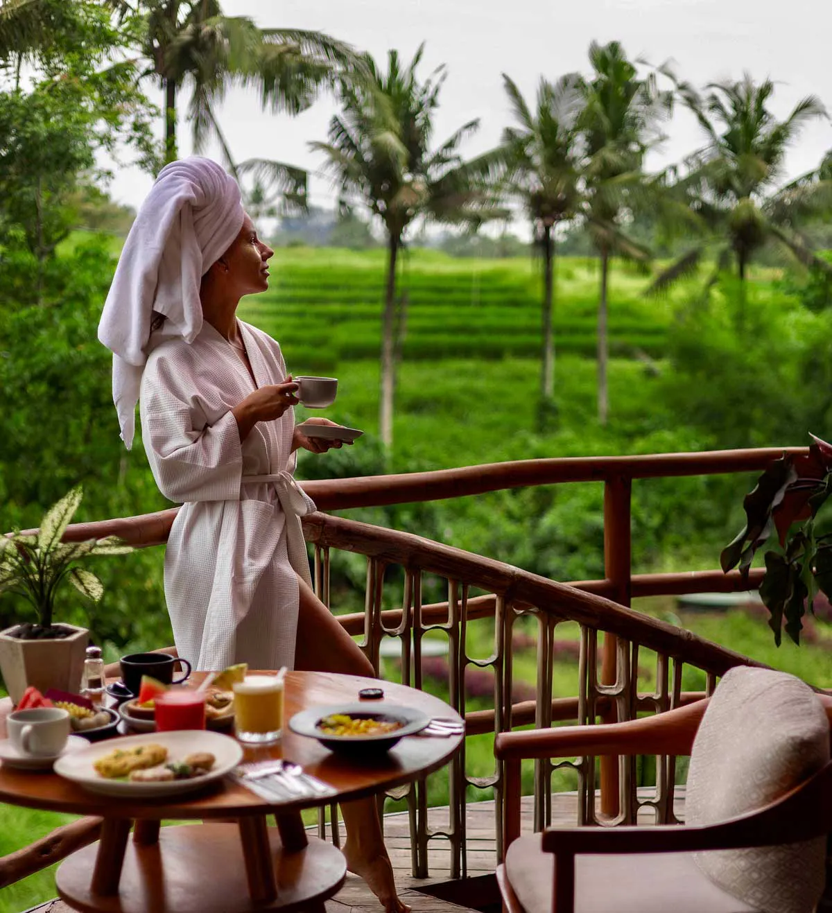 room service with a view in an eco luxury resort in bali