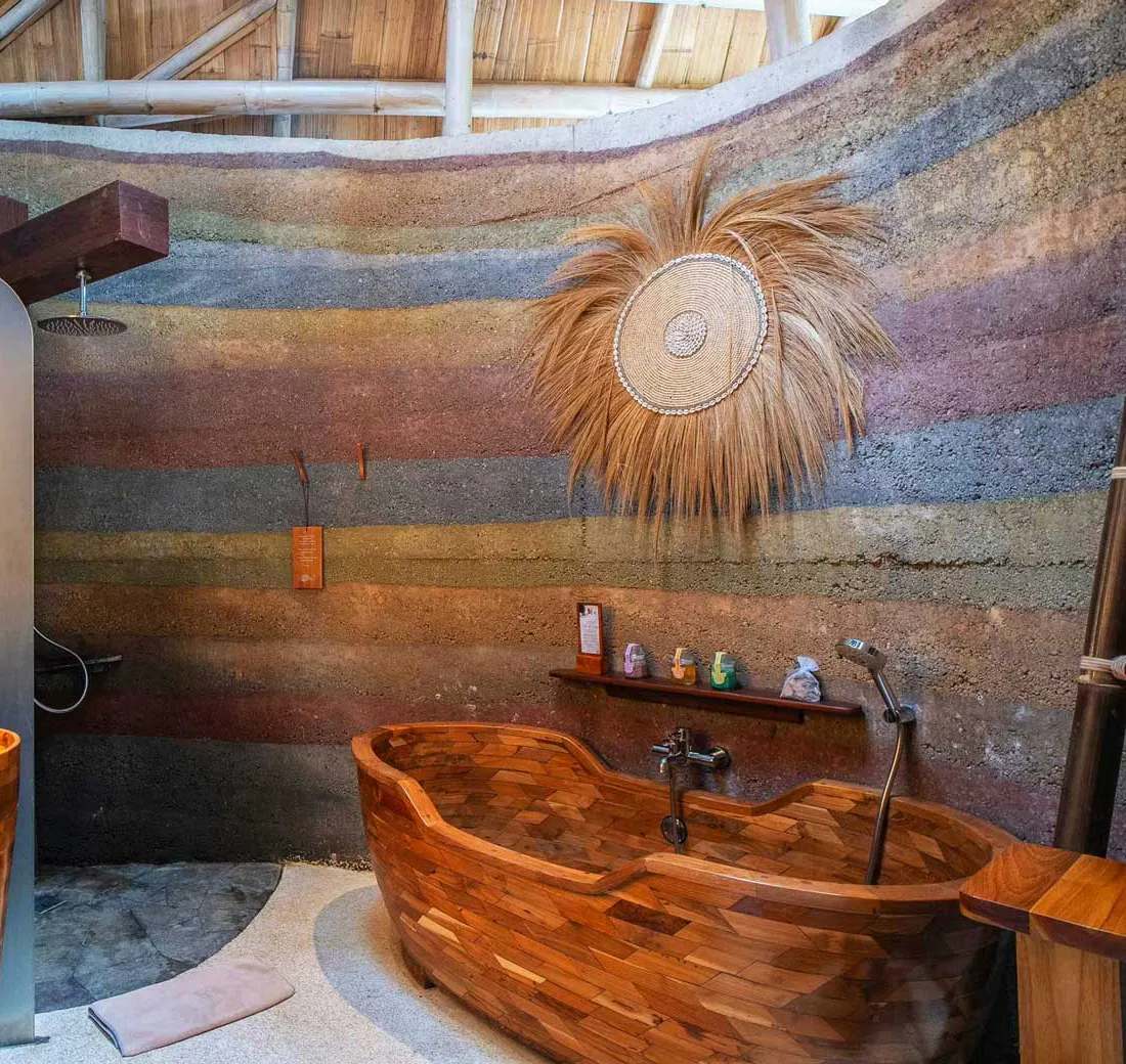 beautifully designed bathroom in eco luxury villa