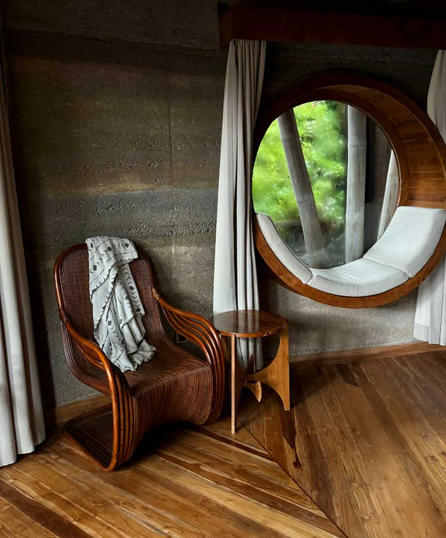 beautiful waterfall villa room inside an eco luxury resort in Bali
