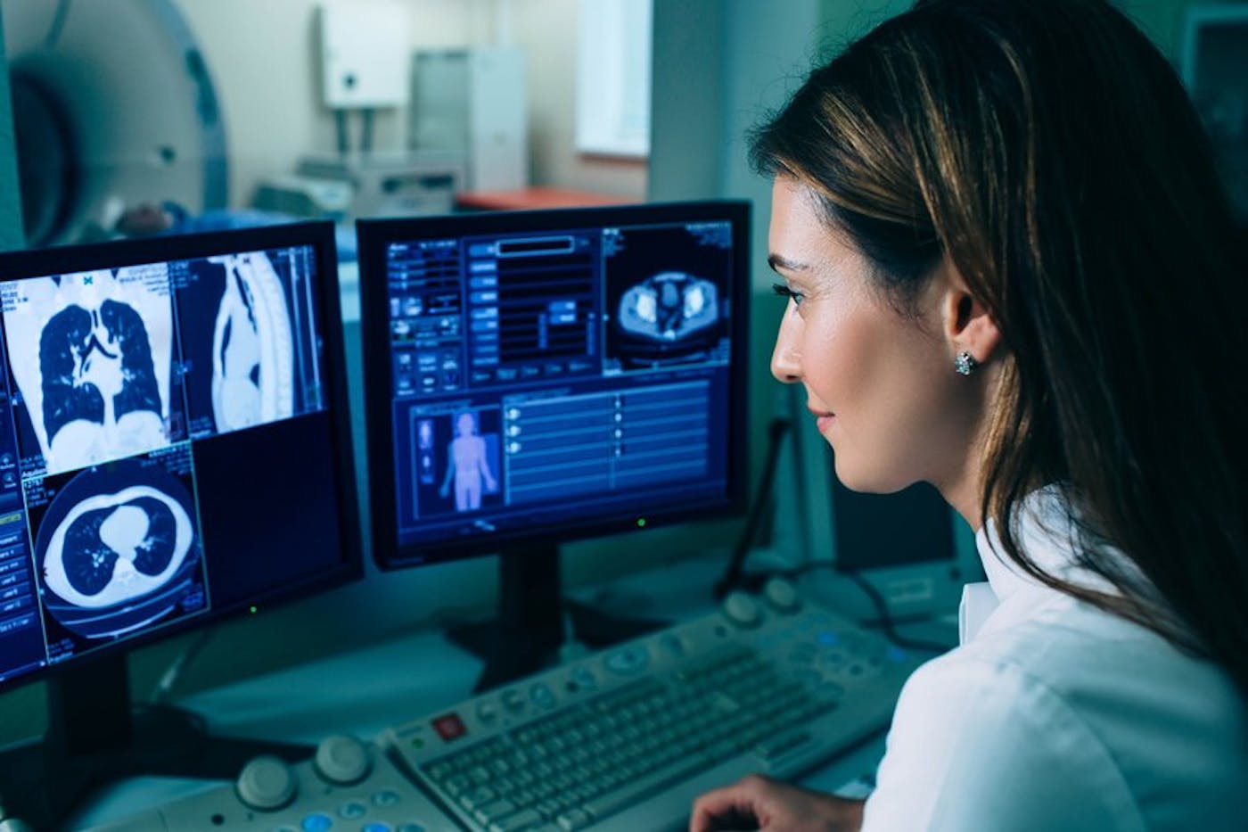 Doctor looking at display
