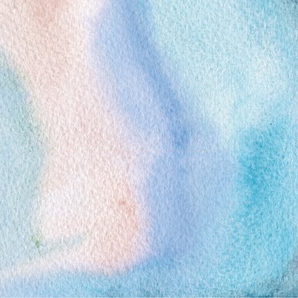 Moderne Aquarellmalerei im Ultramarin-Design unter Verwendung der Farben Hellblau, Lila und Orange.