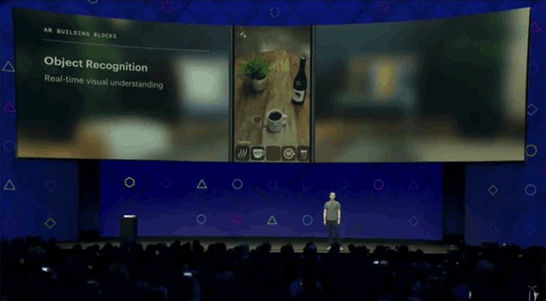 Facebook F8 - Mark Zukerberg's demo of Advanced Camaera AR features
