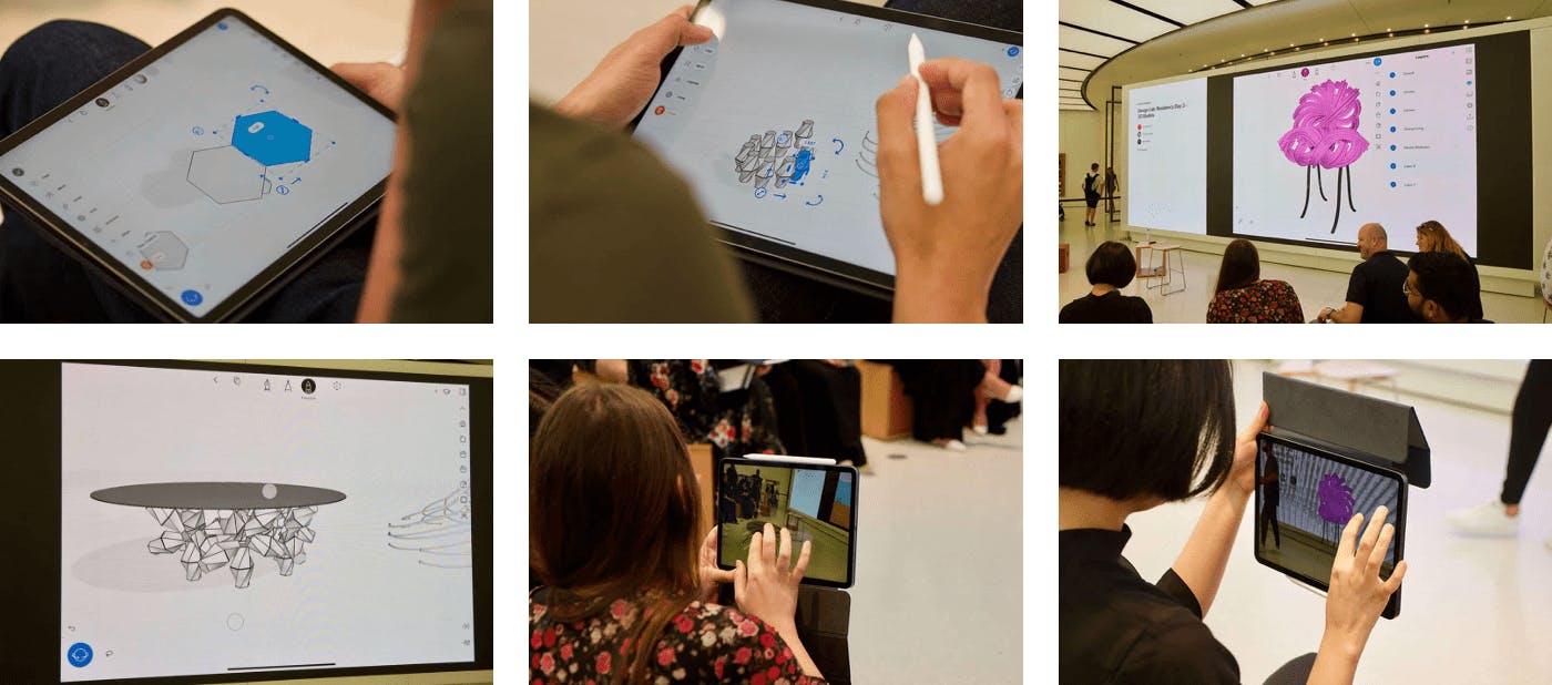 The audience using uMake augmented reality and 3d modeling tools
