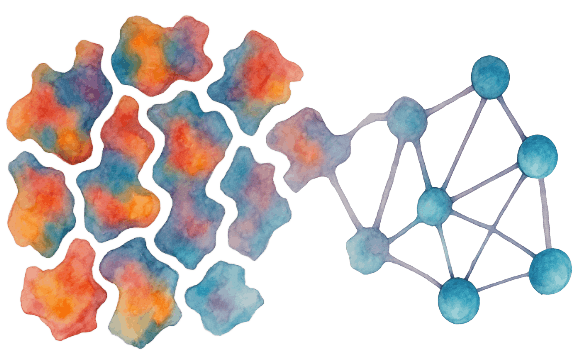 transparent cell network watercolor
