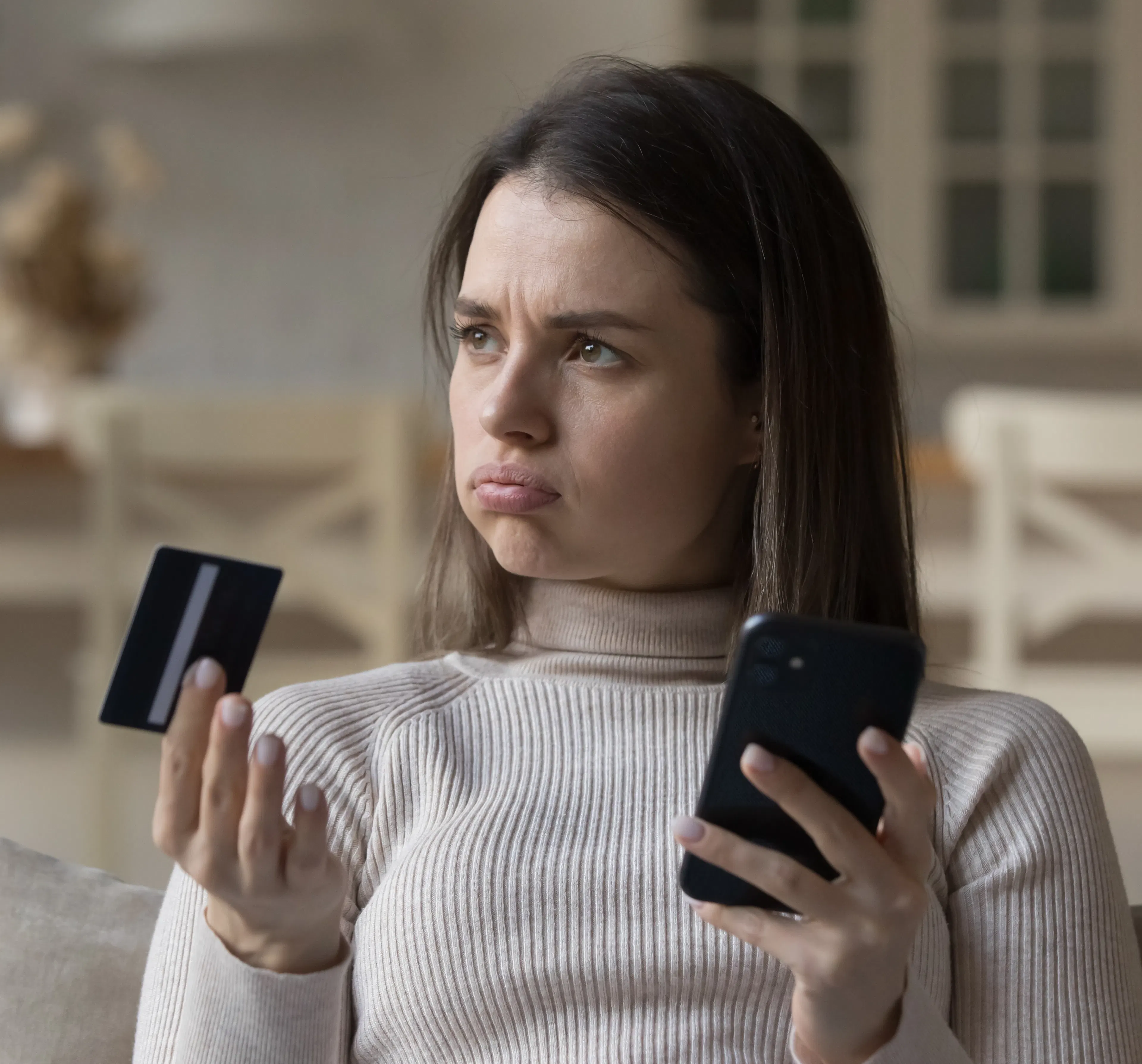 frustrated woman because banks just said no to her credit
