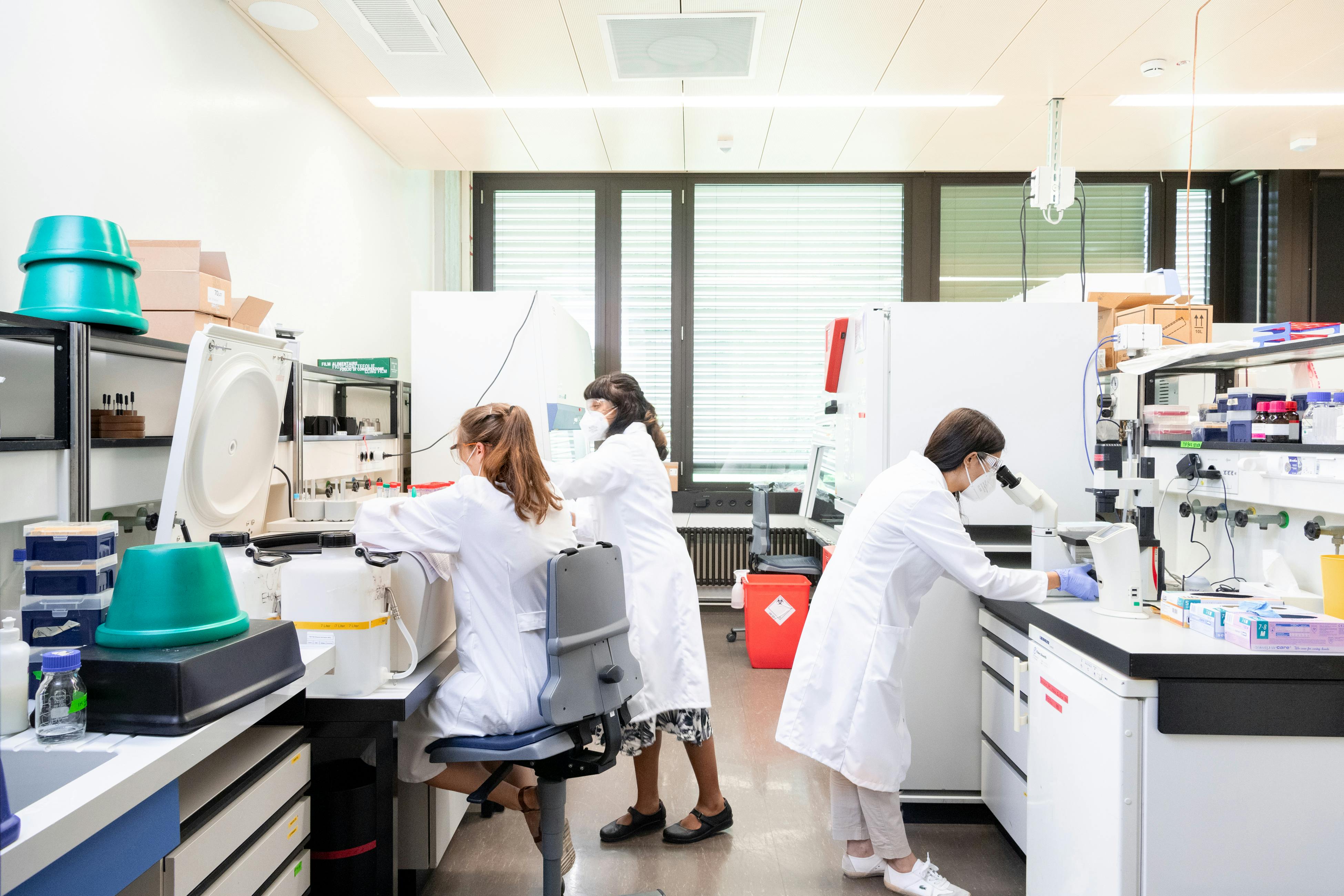 Junior researchers at the laboratory 