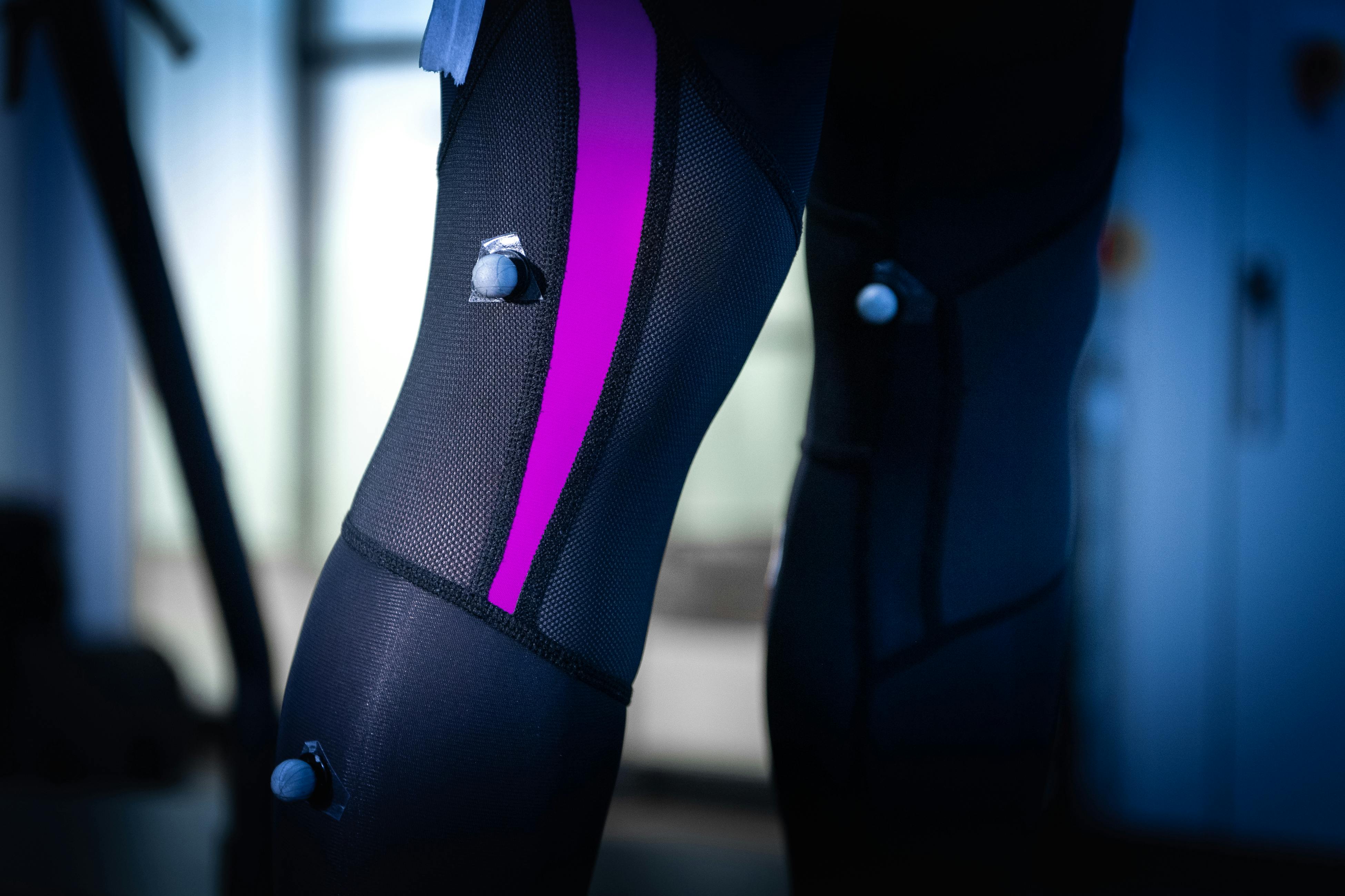 A suit with sensors at the gait analysis lab