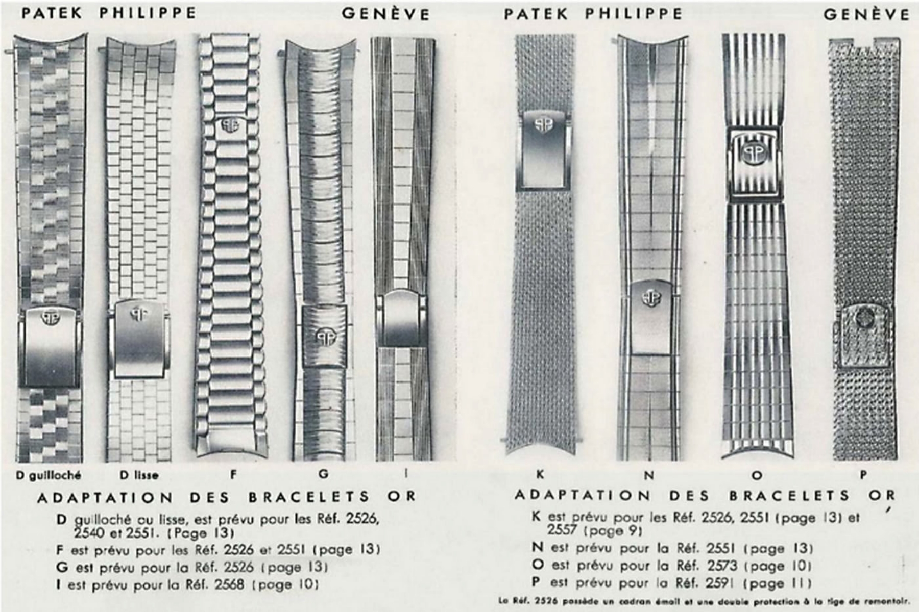 A visual guide to the various Patek Philippe 2526 bracelets