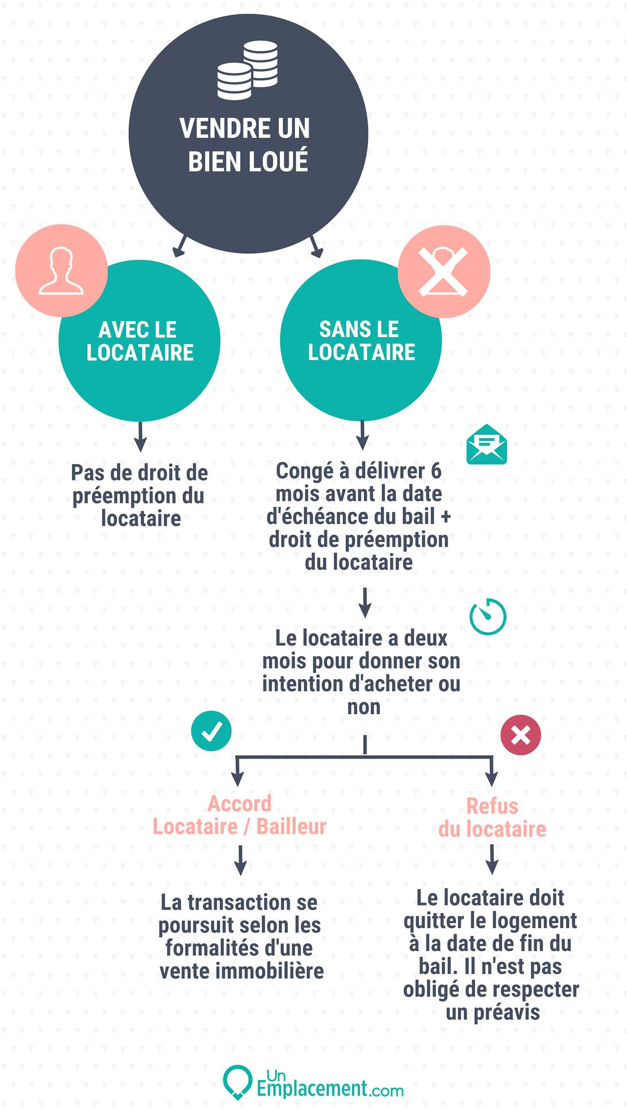 Infographie sur la vente d'un logement loué 