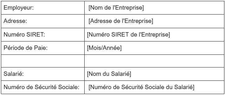 Informations de base pour la fiche de paie 