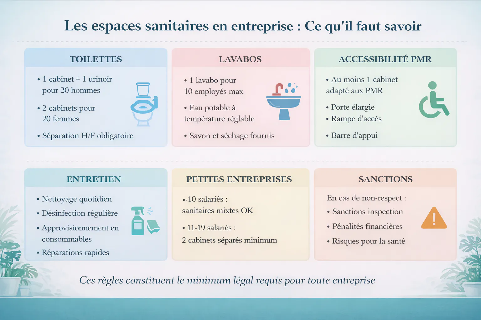Infographie sur les sanitaires en entreprise Infographie sur les espaces sanitaires au bureau