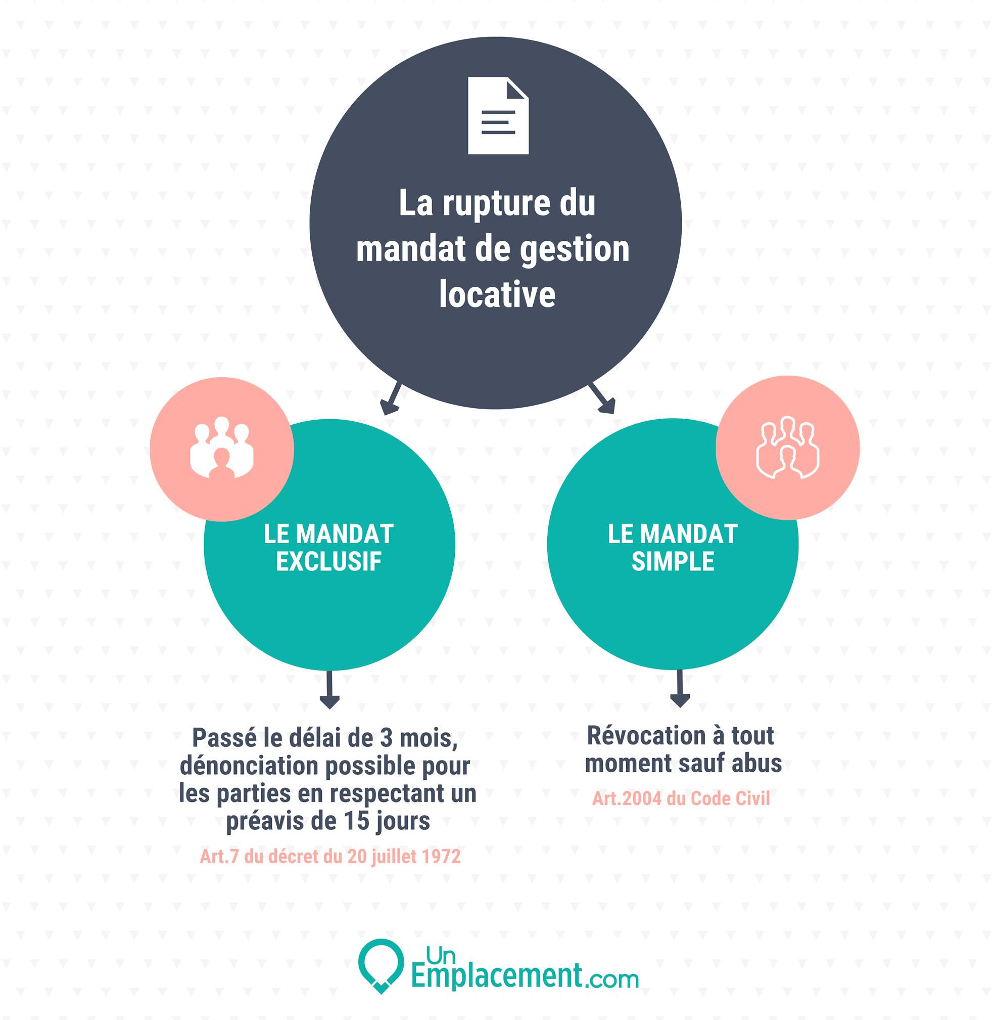 Infographie rupture contrat de mandat de gestion locative Infographie sur la rupture du mandat de gestion locative