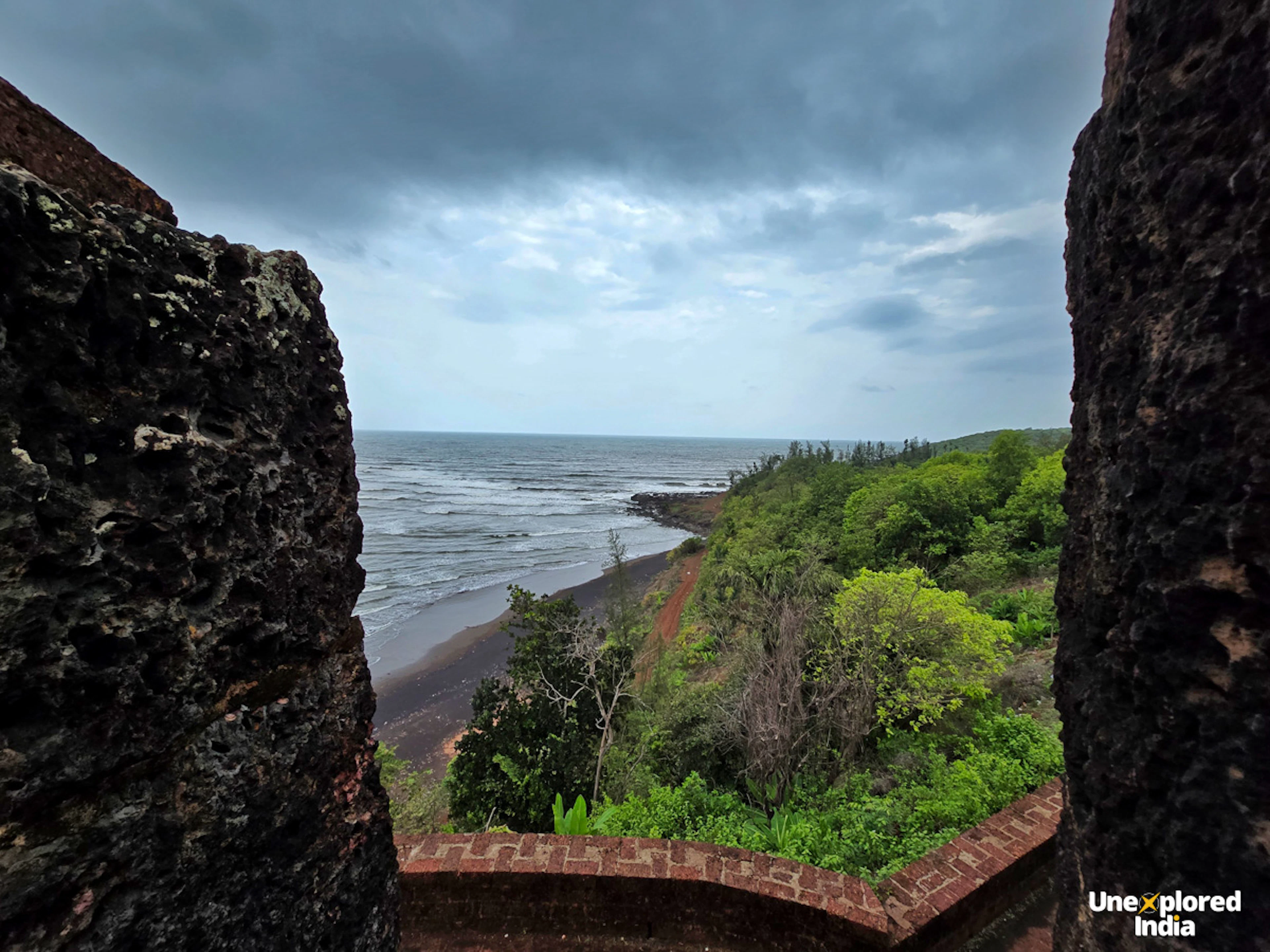 Purnagad Fort overlooking the Arabian Sea and lush Konkan coastline in Maharashtra