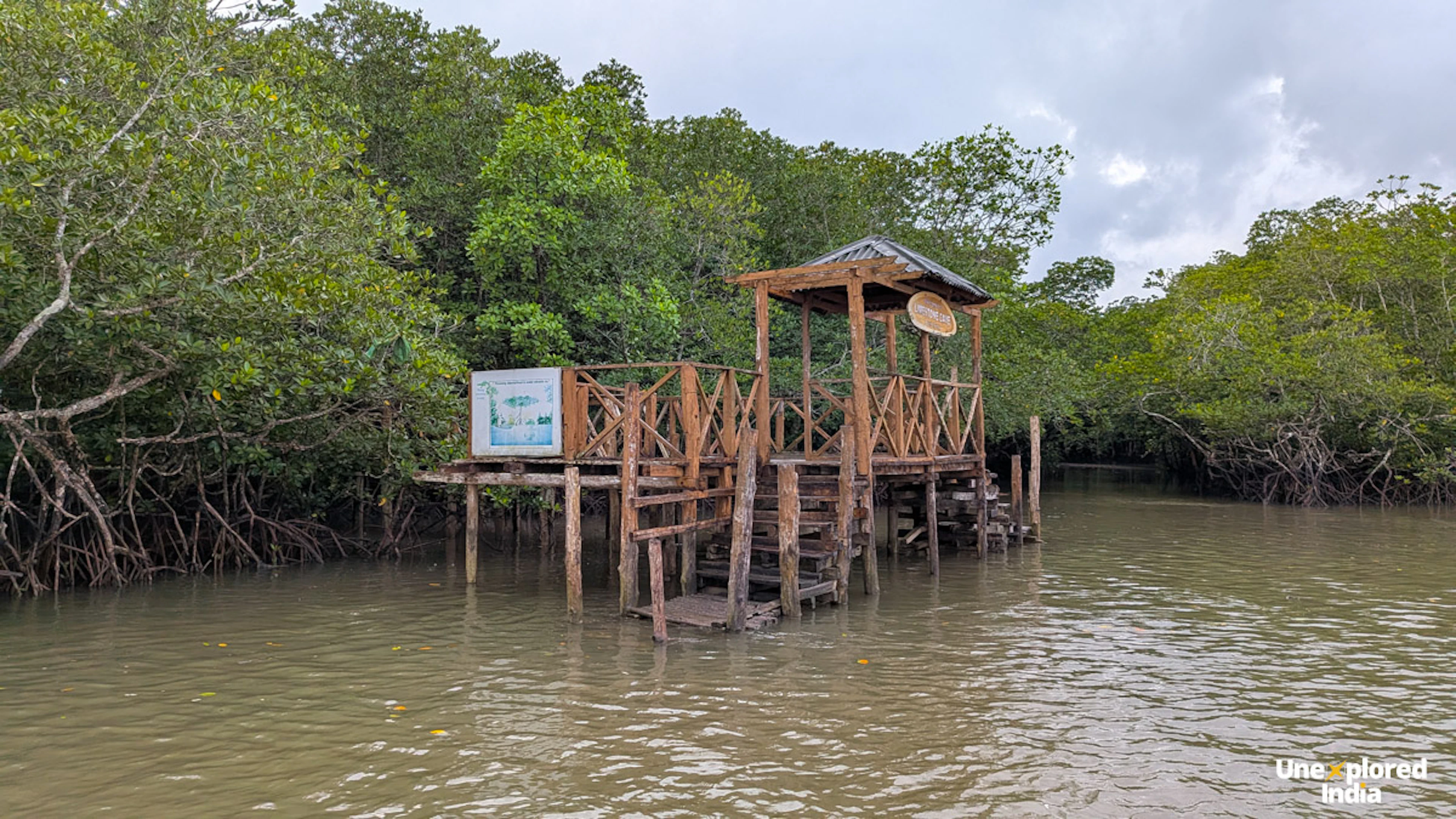jetty on tidal creek for access to baratang caves Andamans Trip