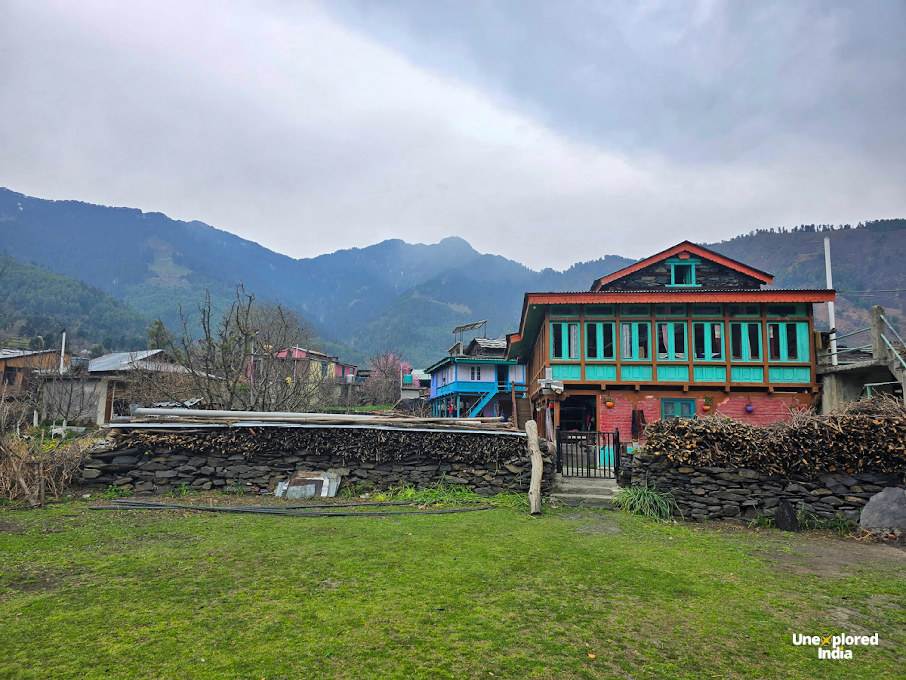 A traditional mountain home in Bhalyani village surrounded by the mountains