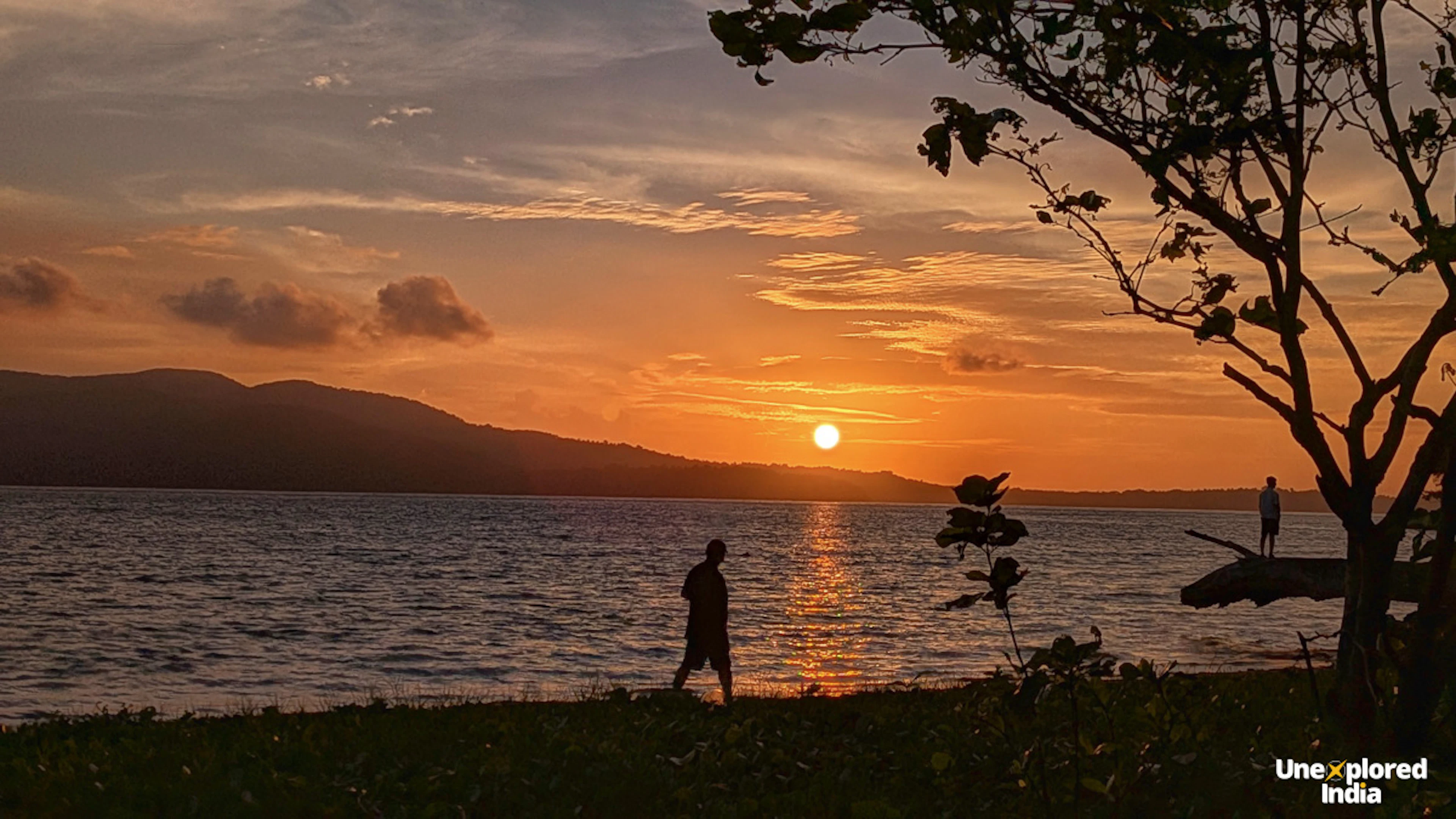 Vivid sunset colours over the sea and open sky in the Andaman Islands