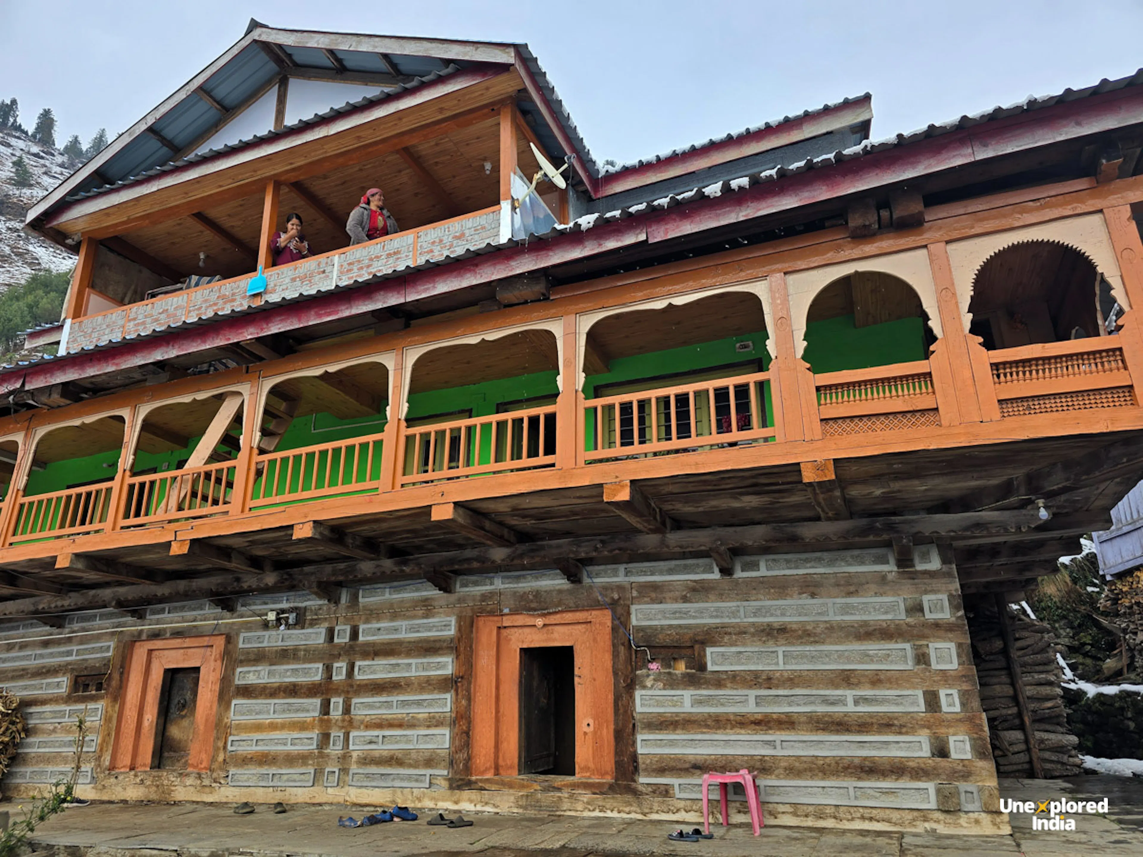 Traditional Kath Kuni homes in Himachal Pradesh. One of ancient India's best architectural and engineering techniques. kathkuni himachal temple himachal culture