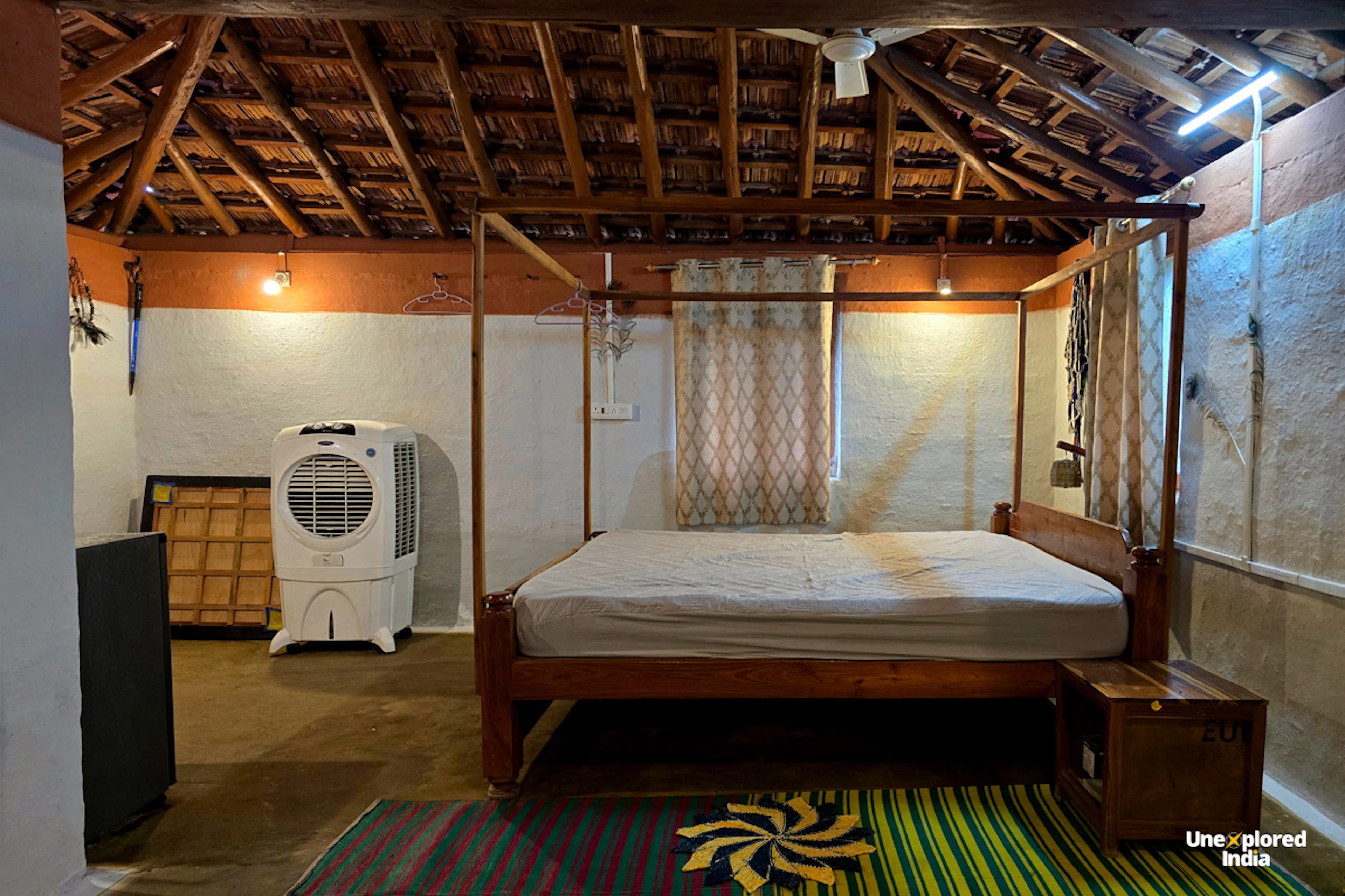 Interior of a traditional room at a Sabarawani village homestay in Madhya Pradesh