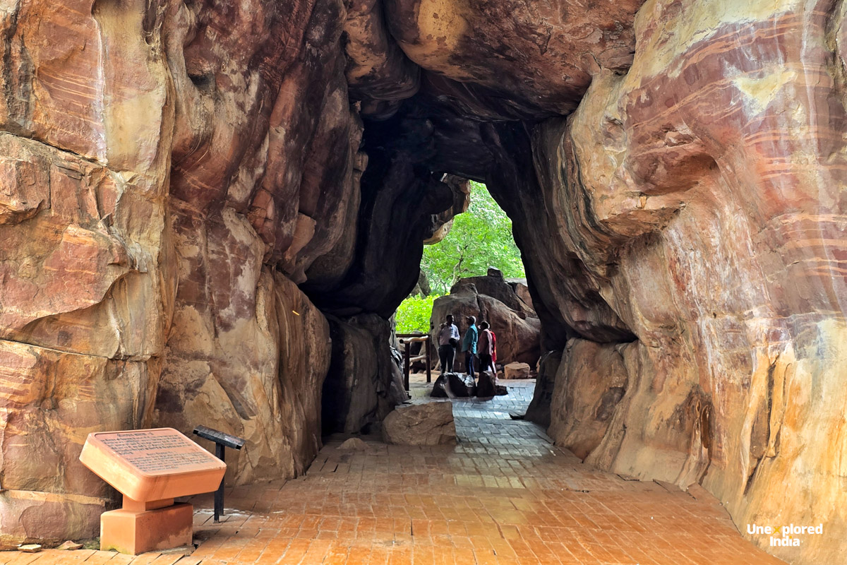 Ancient rock shelters and prehistoric cave paintings at Bhimbetka near Bhopal, Madhya Pradesh