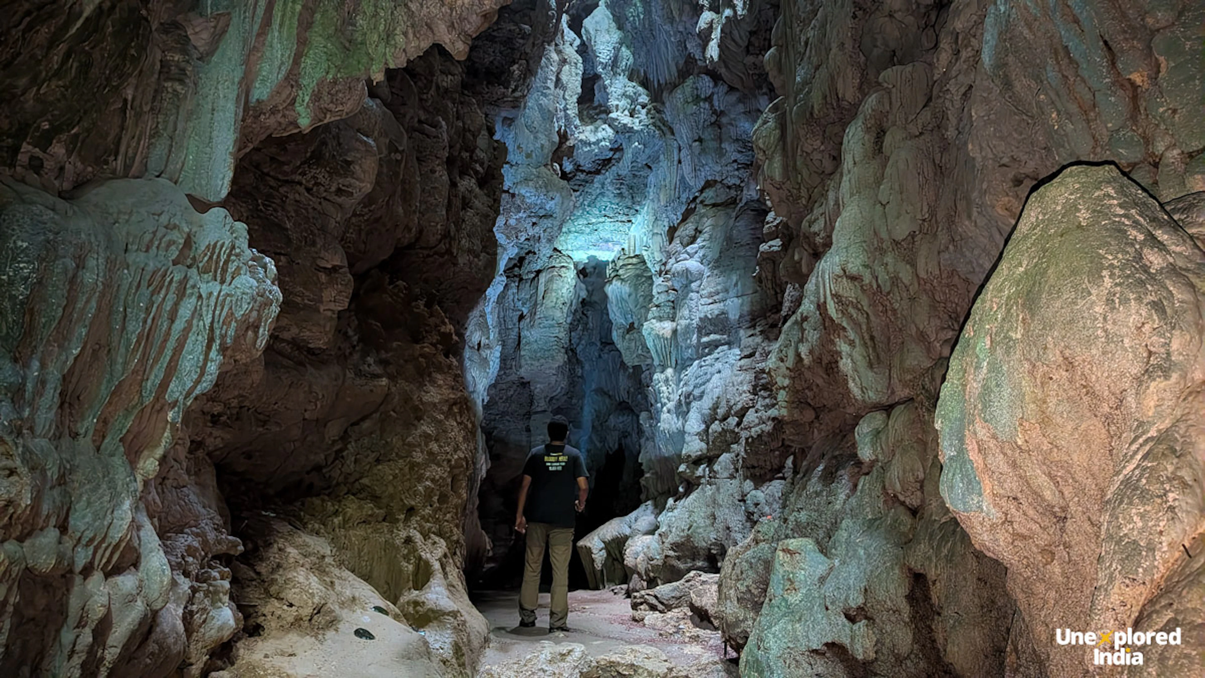 Inside the Limestone Caves of Baratang Island, Andaman, with stalactite and stalagmite formations