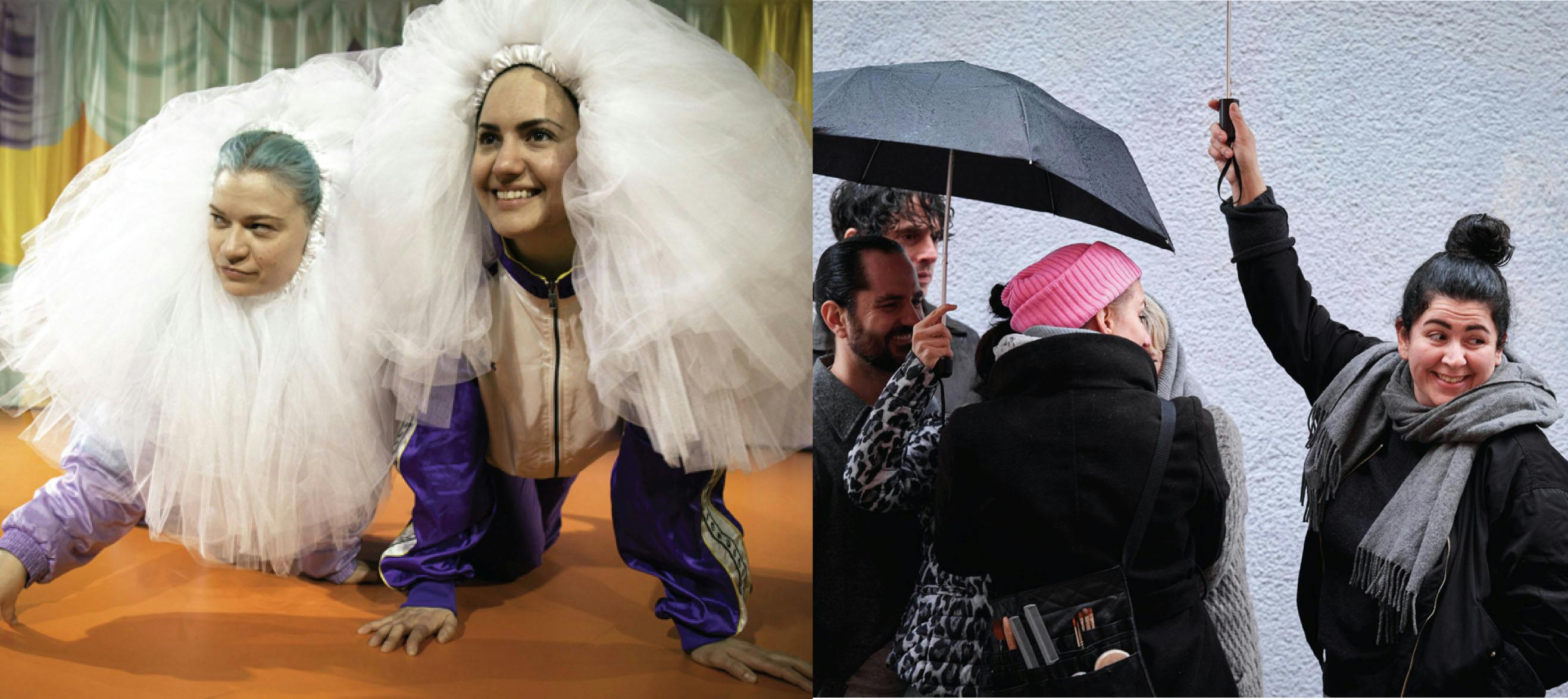 Rita Lemivaara och Bianca Traum i För att jag säger det (2019). Foto Anna Drvnik. Farnaz Arbabi, regissör och dramatiker. Foto Micke Sandström.