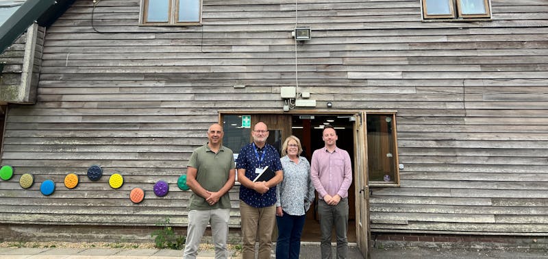 Plamen Atanassov, Will Howard and Julieann Jones from Unicard met with Nick Mahony, Corporate Fundraiser for Diverse Abilities, to tour their Treehouse venue in the village of Hurn, near Bournemouth - August 2024