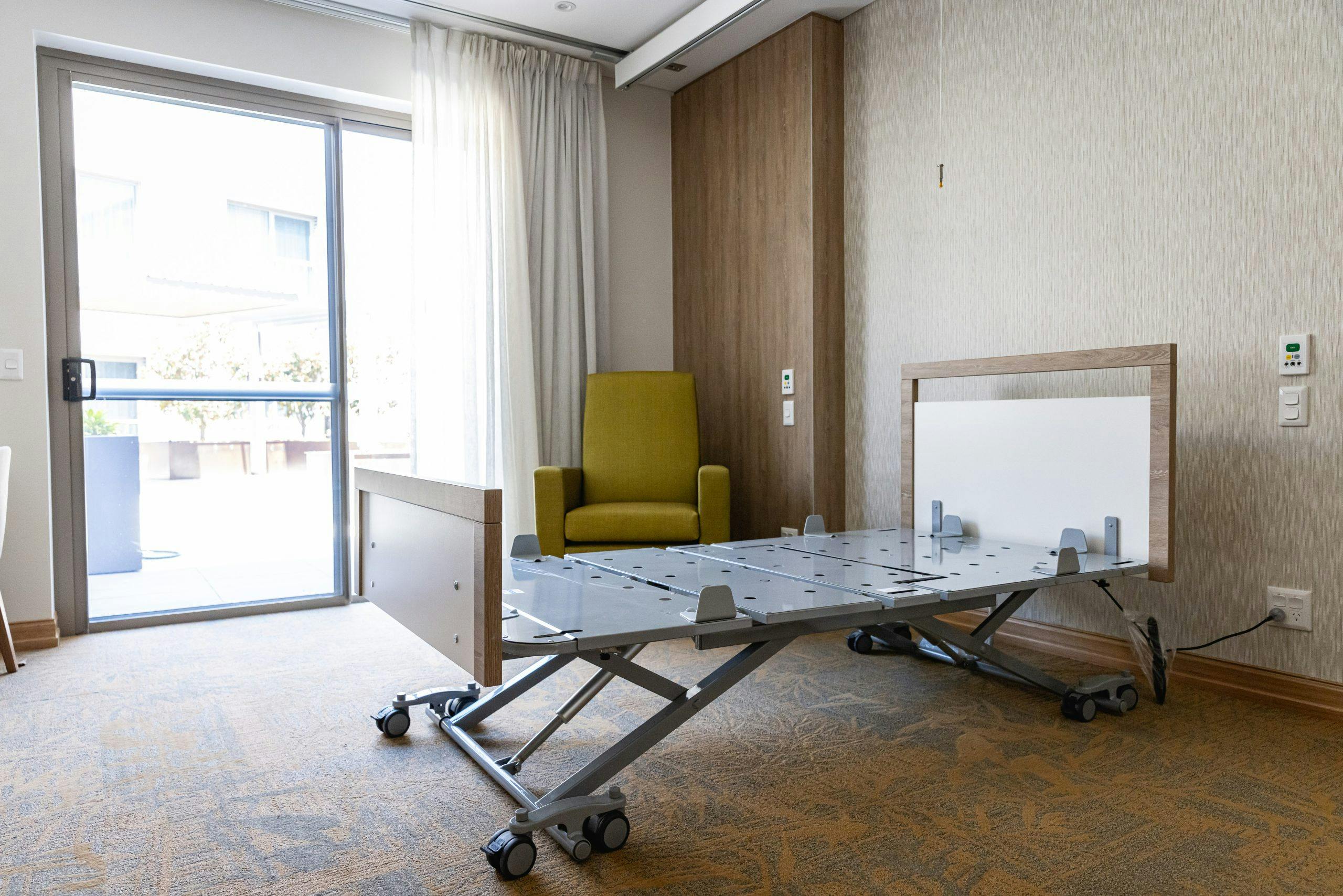 custom aged care bed installation by Unicare Health for Middle Swan Residential Care equipment fit-out