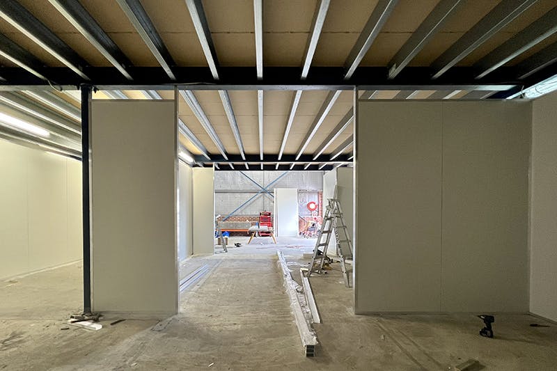 Large room at Unicare Health new cleaning facility under construction