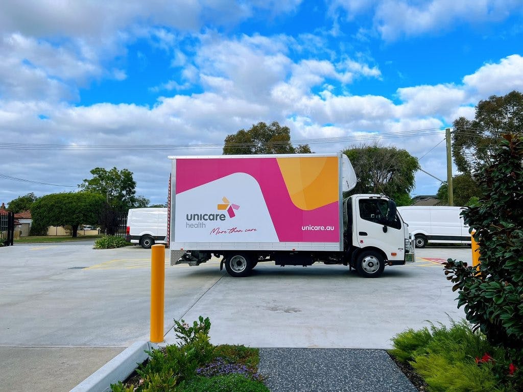 New delivery truck outside Unicare Health