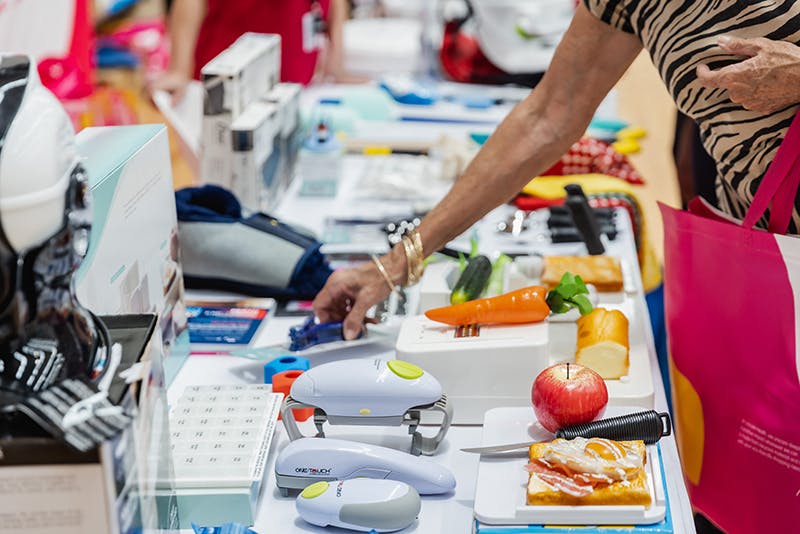 Unicare Health displays kitchen safety aids for seniors at Have A Go Day Rockingham 2023