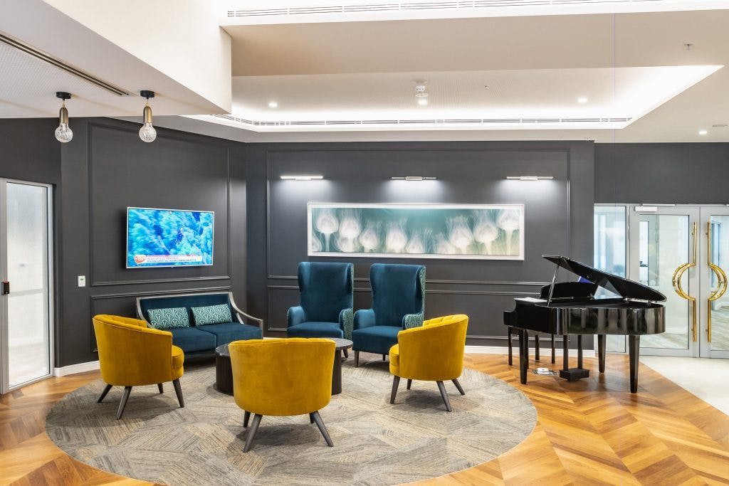 Rosewood West Perth Residential Aged Care lounge and piano room